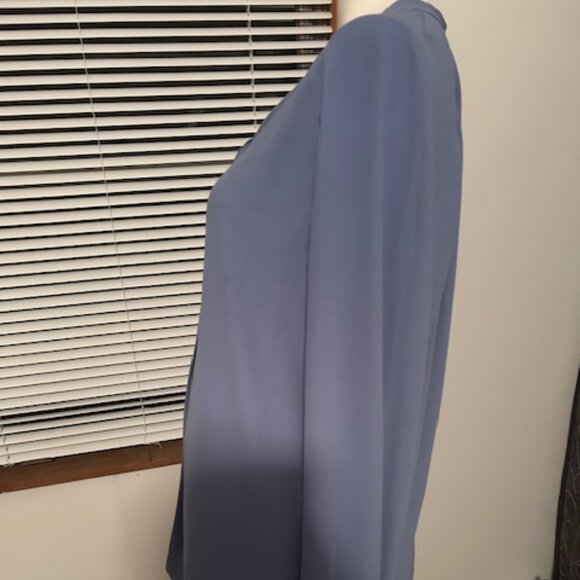 Loft Dusty Blue tie neck long sleeves blouse, size XL - Picture 2 of 5